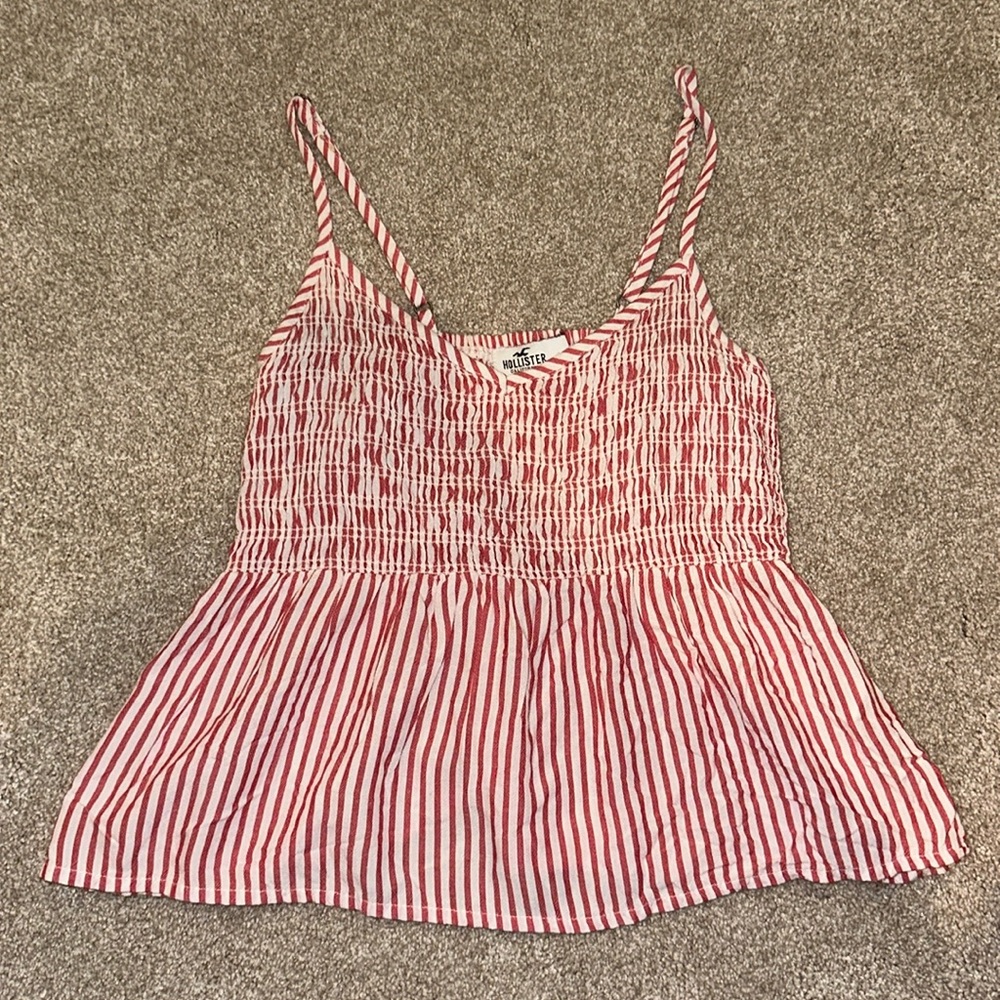 Pink and white striped flowy tank top from Hollister